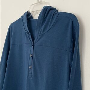 Marmot Blue Rory Hooded Sweatshirt Henley size XL